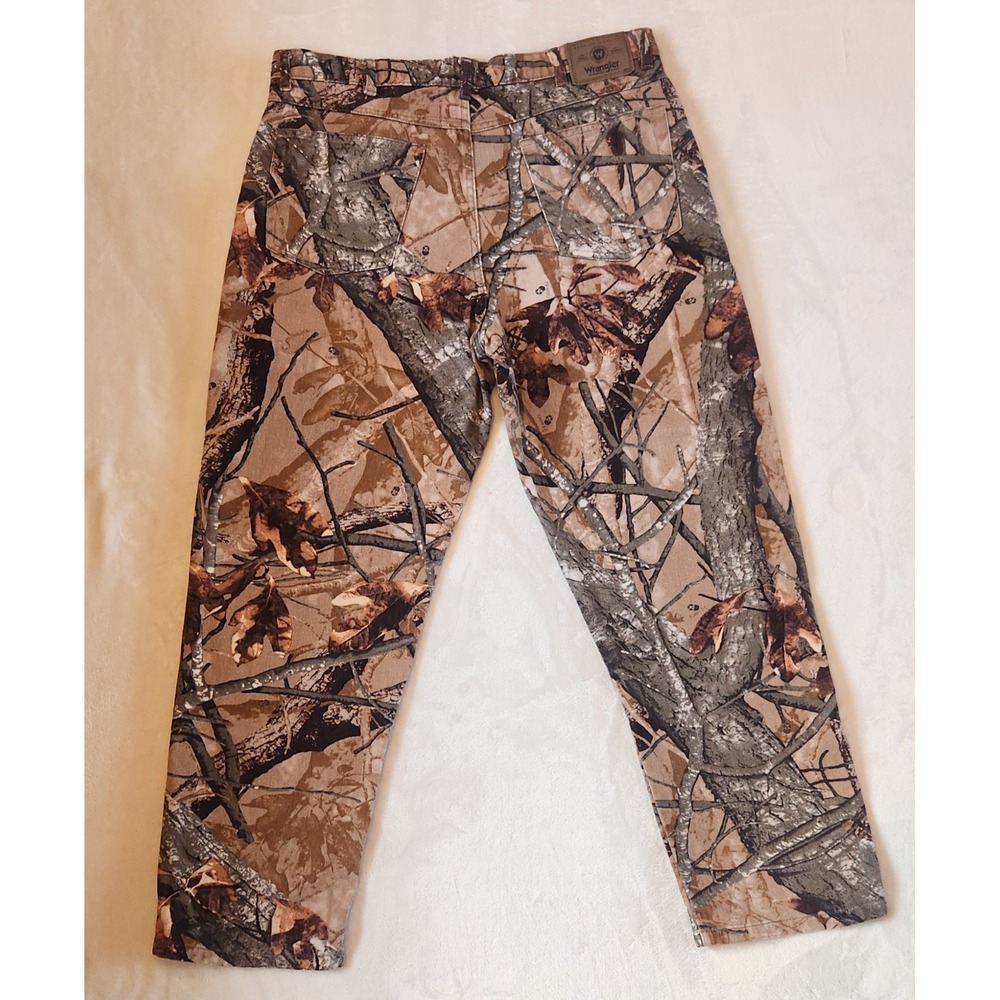 VTG Wrangler 36 X 30 Mossy Oak Camo Double Knee Jeans Hunting Pants USA Y2K - Picture 2 of 8